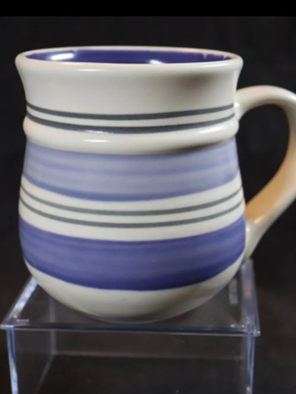 Pfalzgraff Rio Cream & Blue Striped Bands Stoneware Coffee/Tea Mug